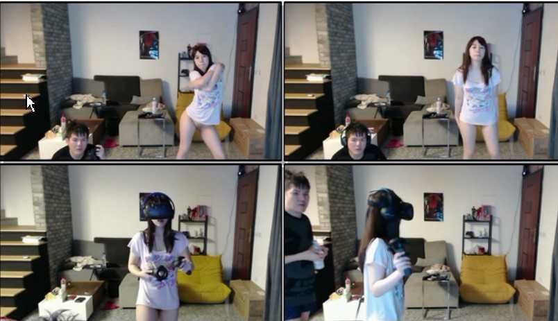 TP某知名女主播忘关摄像头,在家不穿内裤和男朋友一起玩虚拟头盔游戏,普通话对白